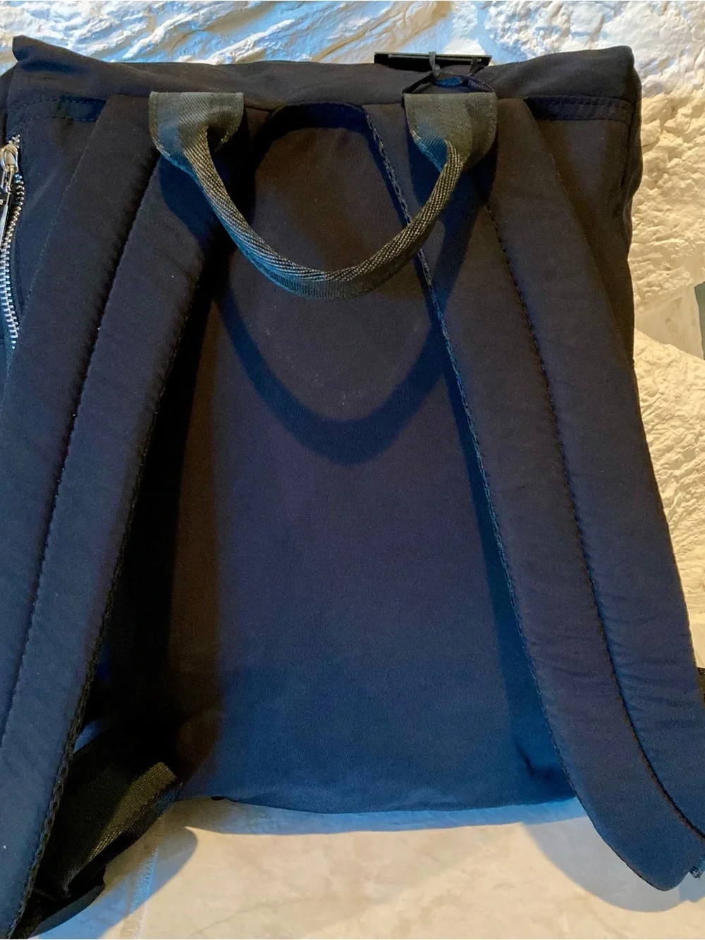NWT House of Harlow nylon backpack in a classic black w/ silver-tone hardware